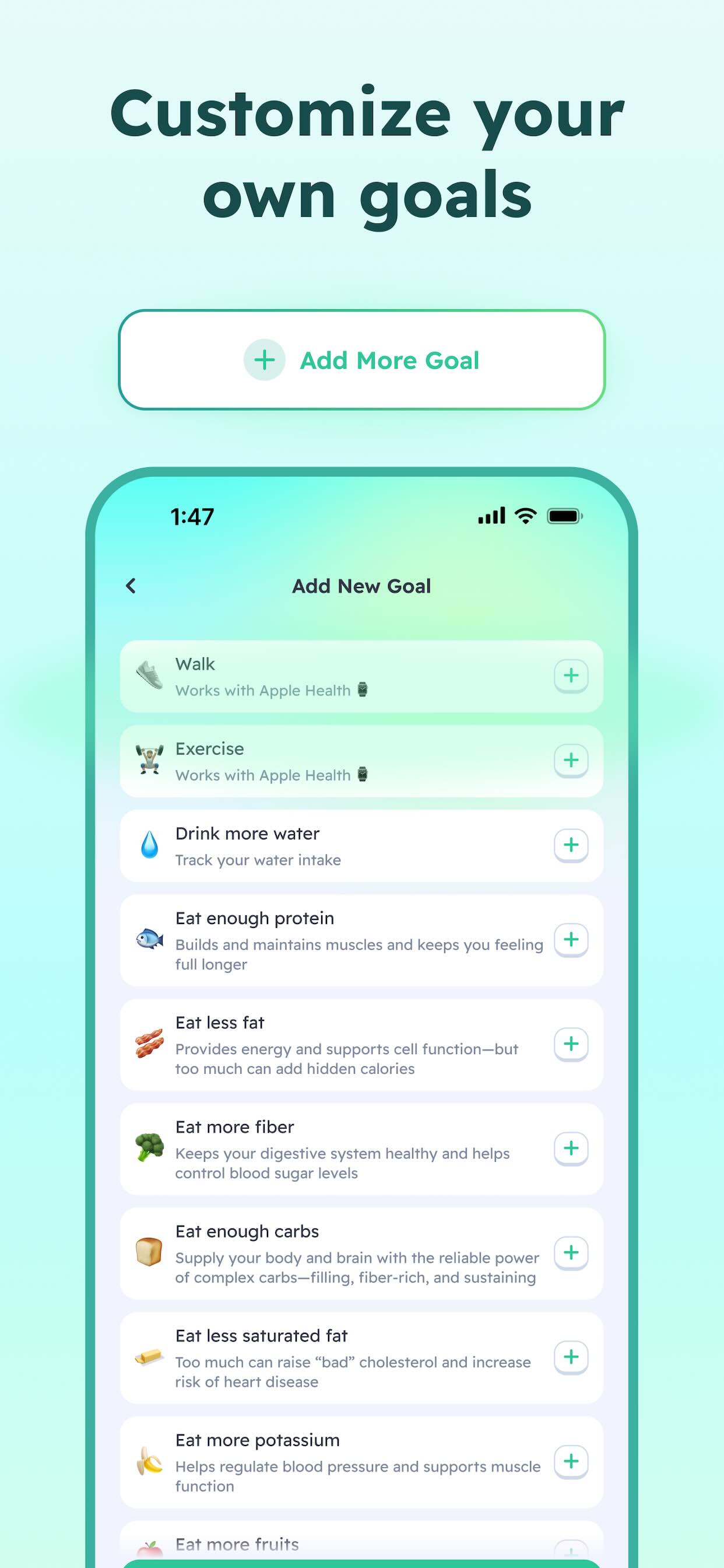 CapyCal customize goals